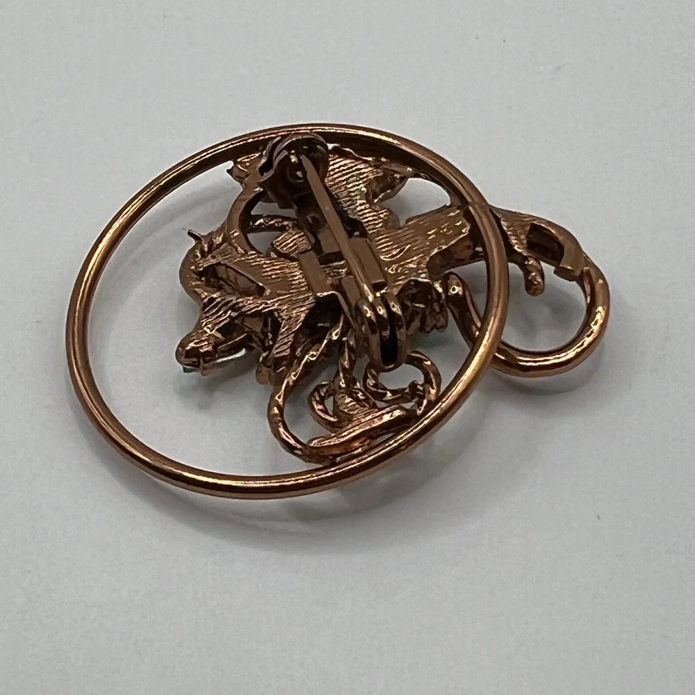 Vintage Grape Brooch Copper Tone AB Beads Aurora Borealis Round Pin